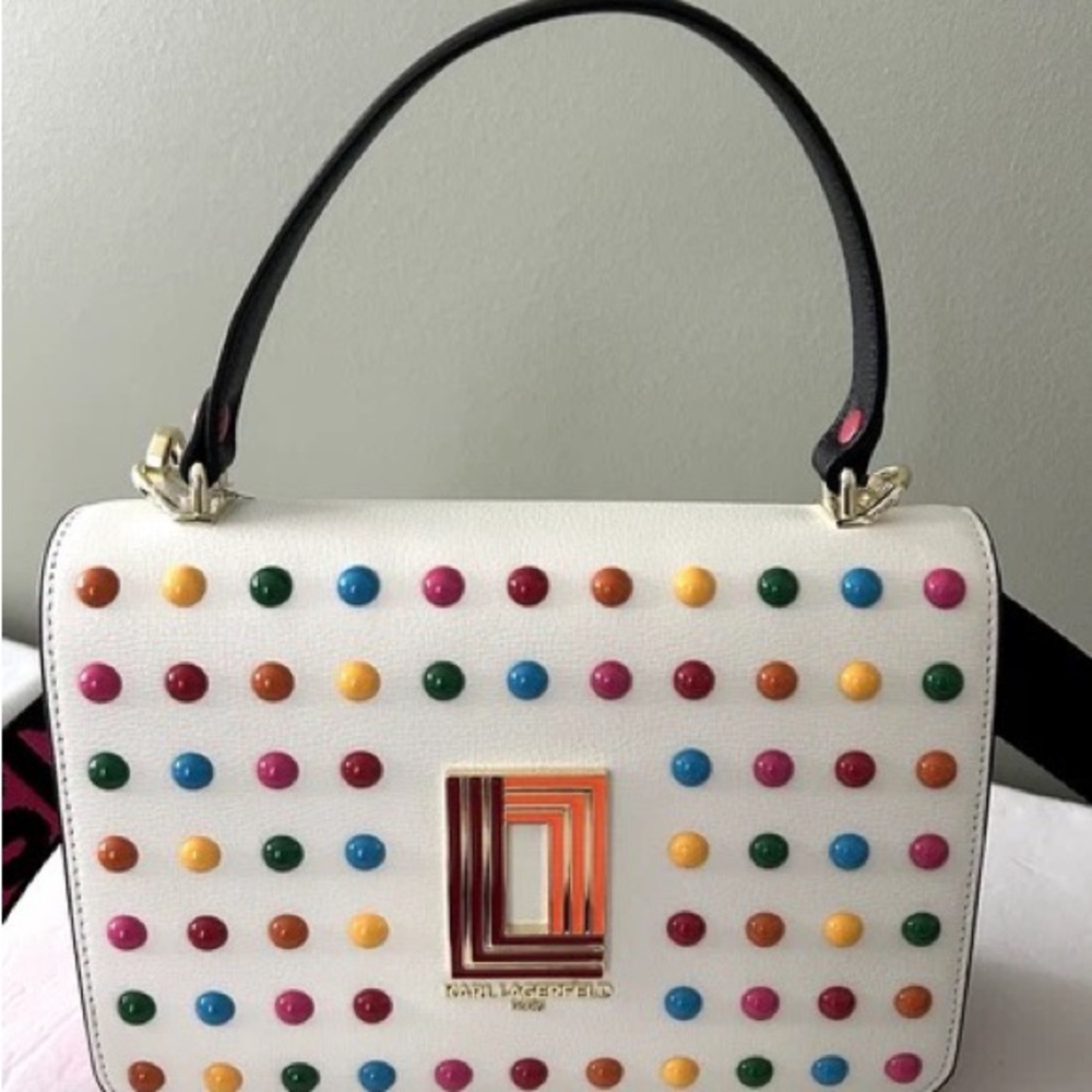 Karl Lagerfeld White Bag with Colorful Studs